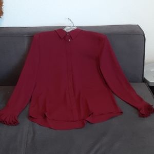 Burgundy dress shirt with fancy cuffs